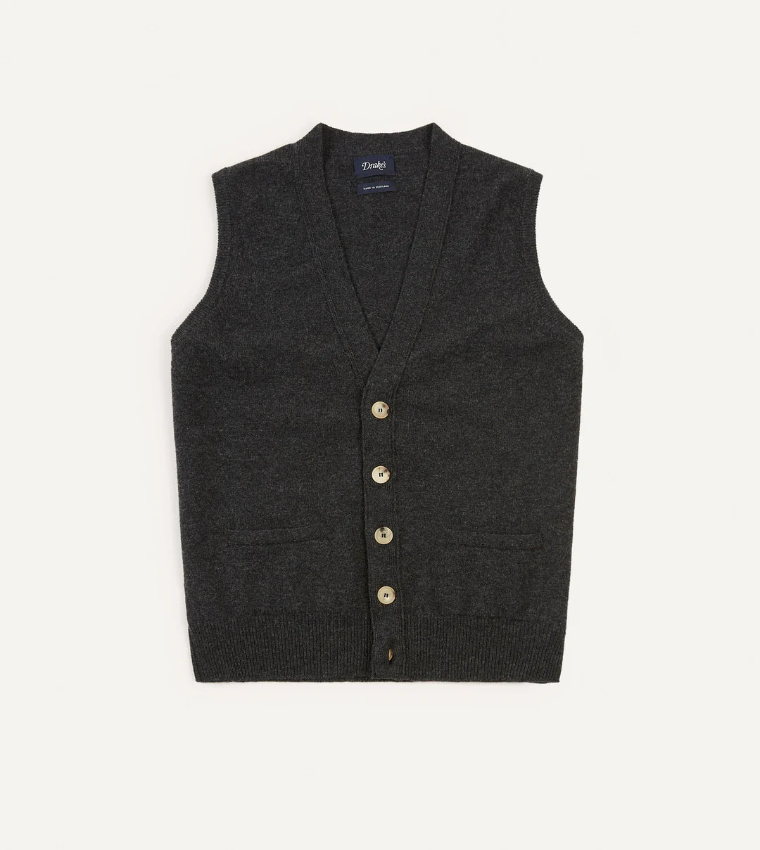 Lambswool Sleeveless Cardigan - Charcoal
