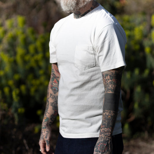Short Sleeve Crewneck with Pocket - White