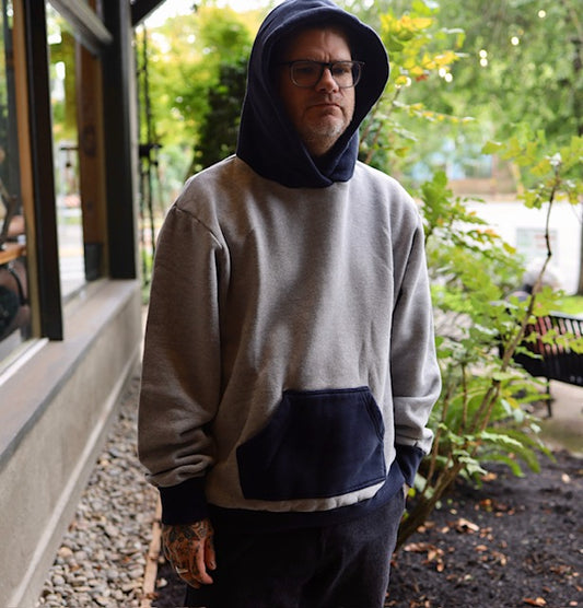 50's Hoodie MIJ - Heather Grey/Navy