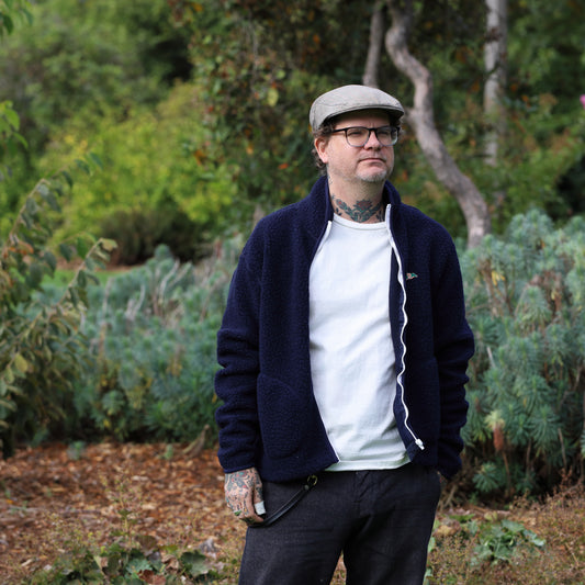 Boucle Wool Zip Fleece Jacket - Navy