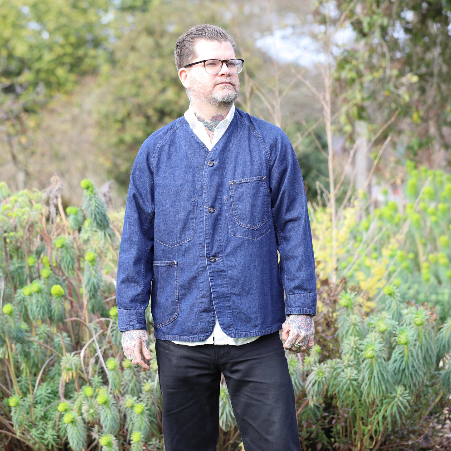 POST 45 Collarless Coverall - Indigo deep wash