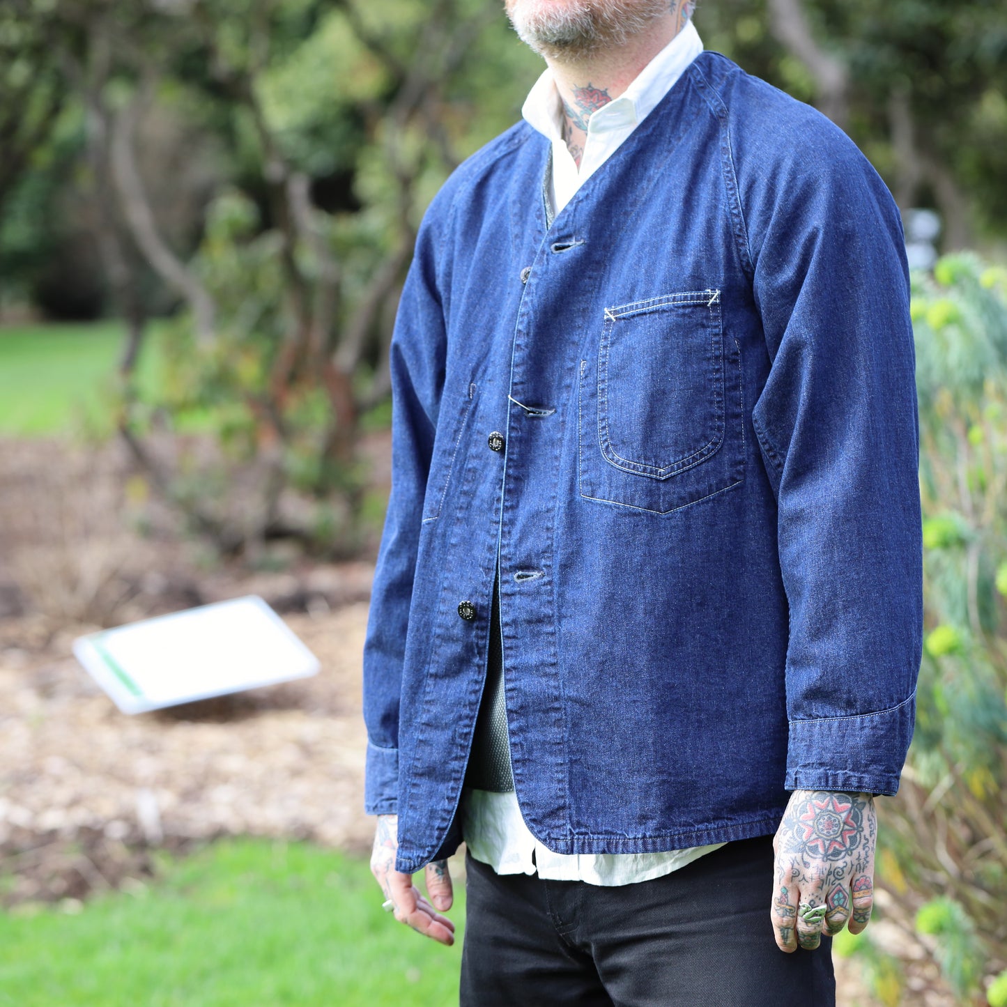 POST 45 Collarless Coverall - Indigo deep wash