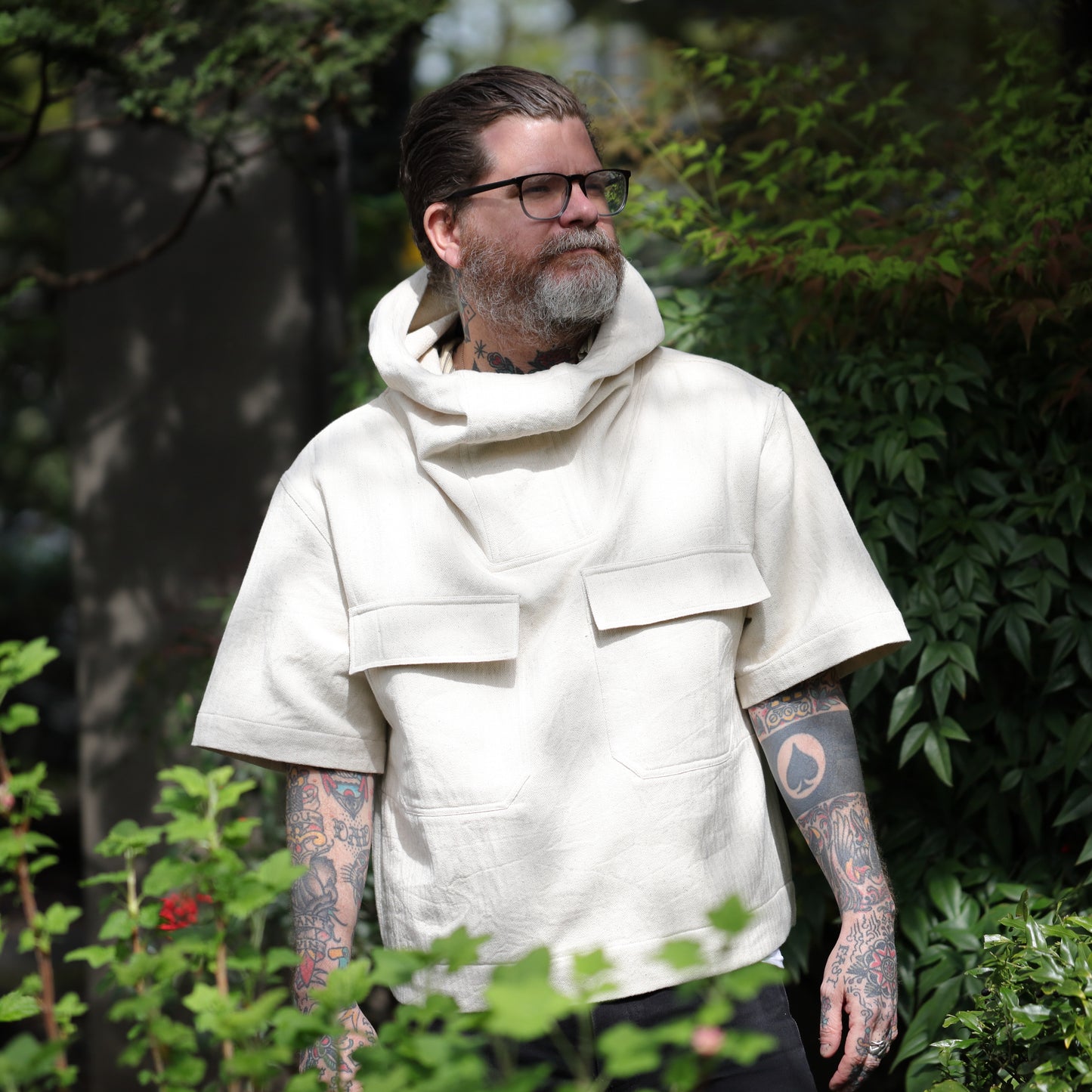 SS Hooded Smock -Natural