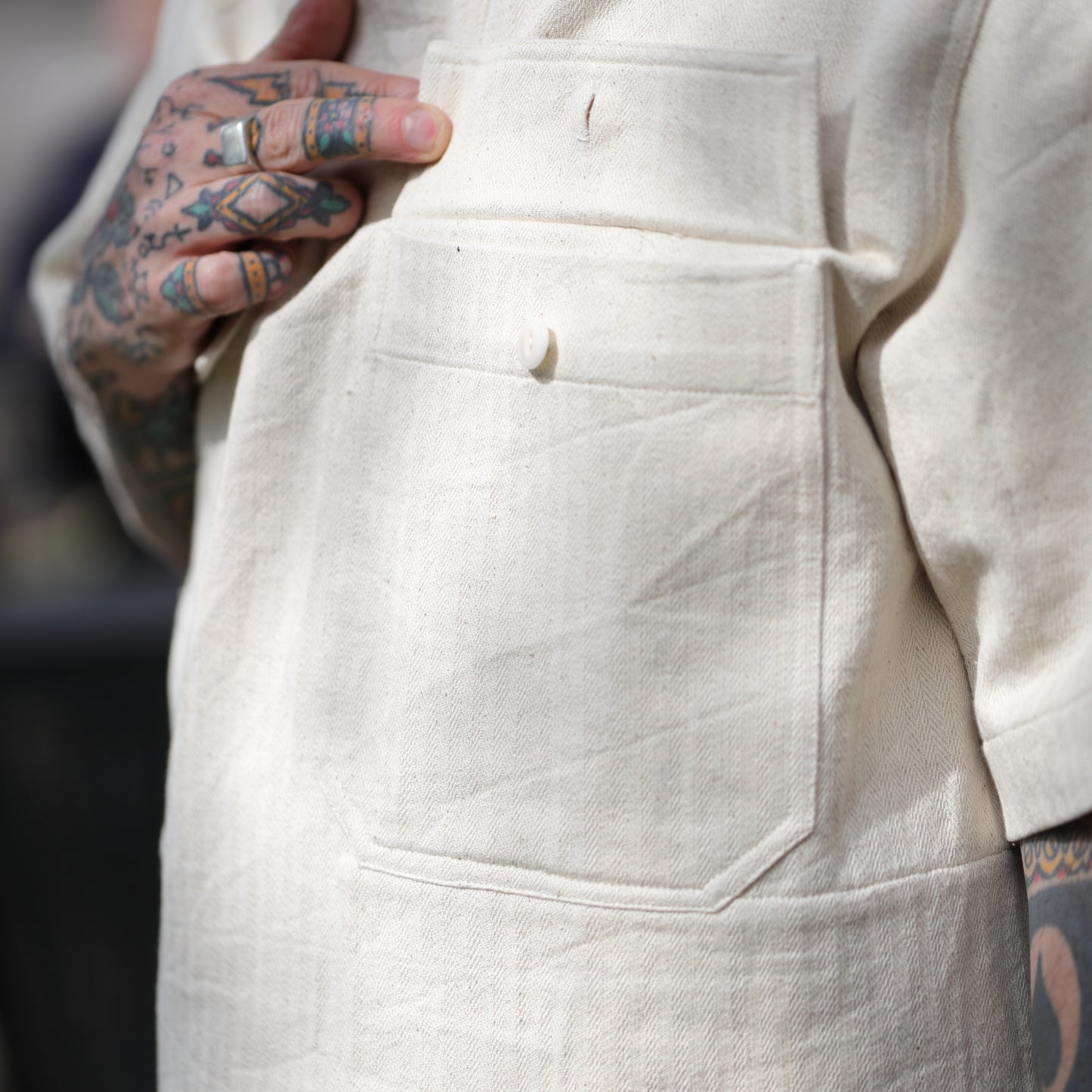 SS Hooded Smock -Natural
