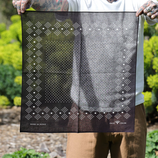 Overdyed Selvedge Bandana: Black Indigo