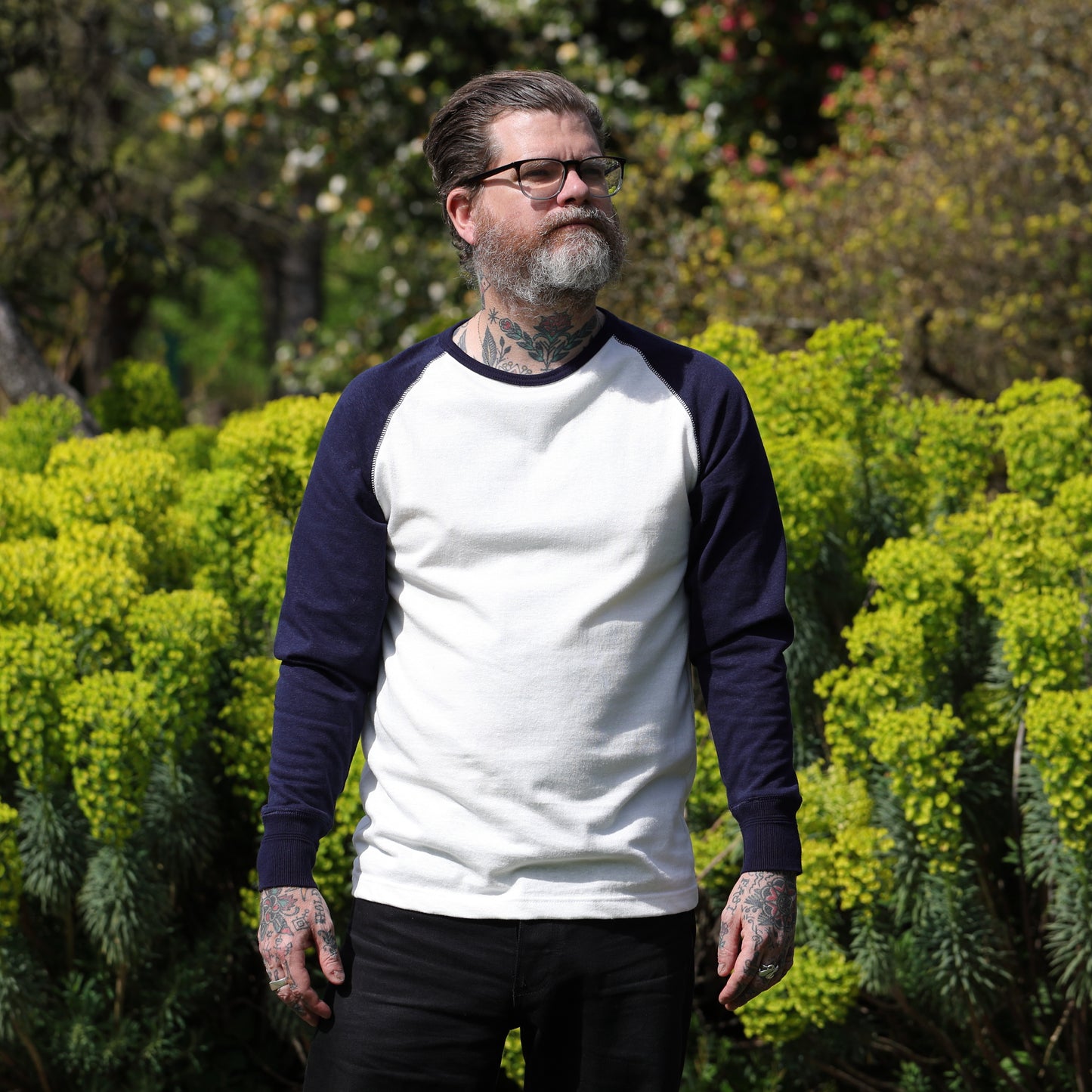 LS Raglan Tee Contrast - White/Ink