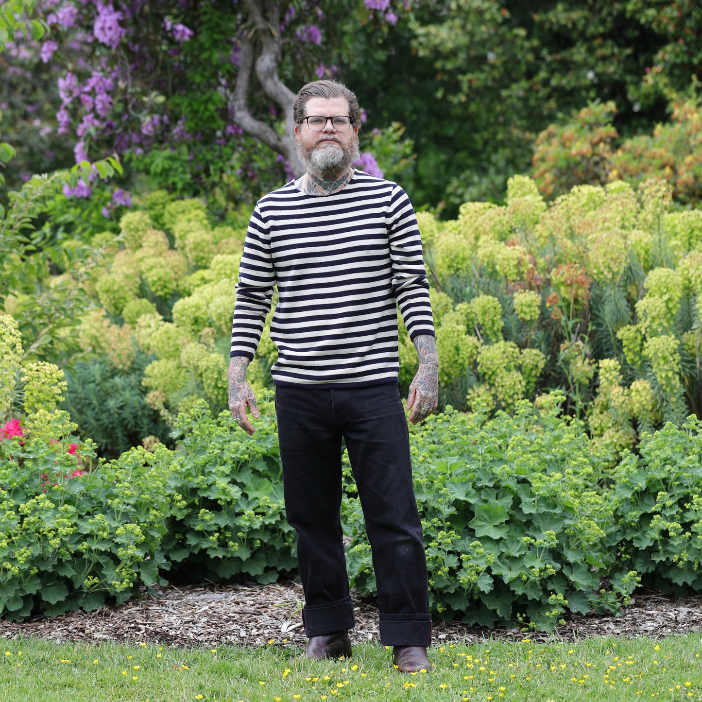 Striped Harbour Sweater - Ink/Seashell