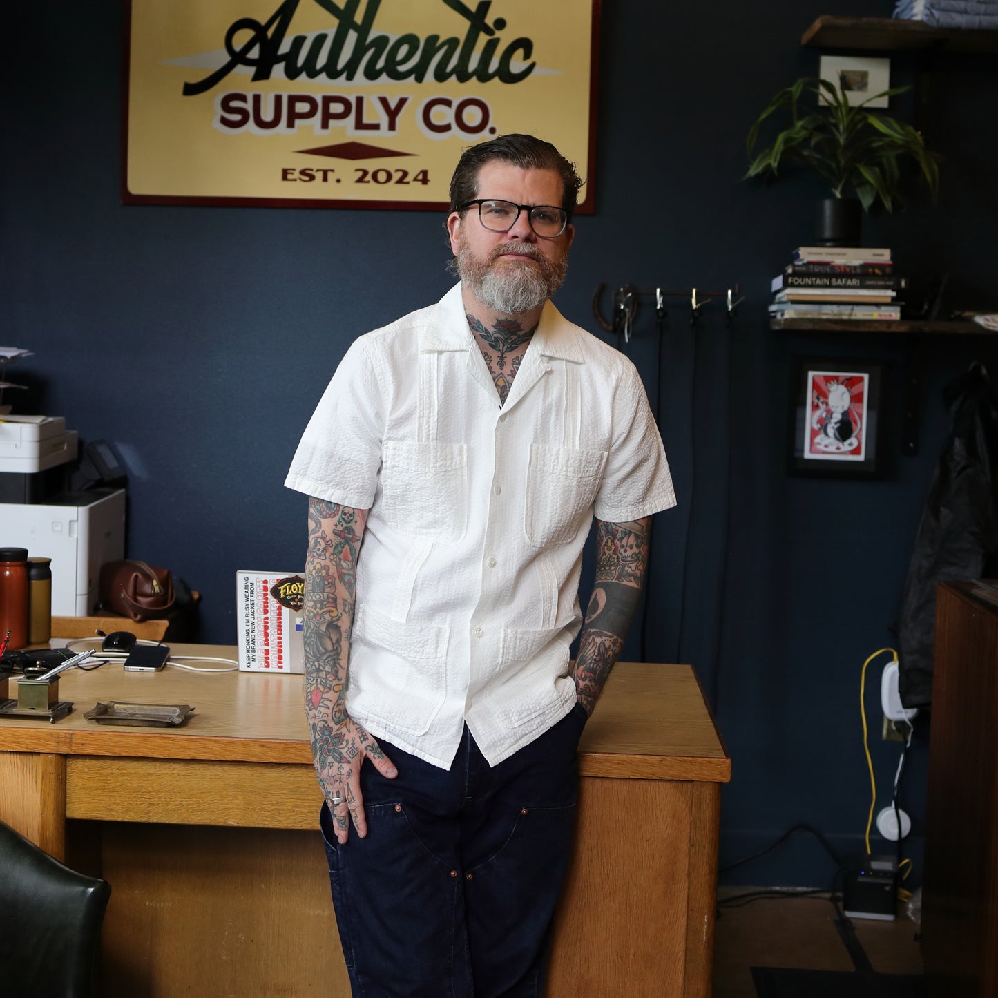 SS Seersucker Cuban Shirt - White