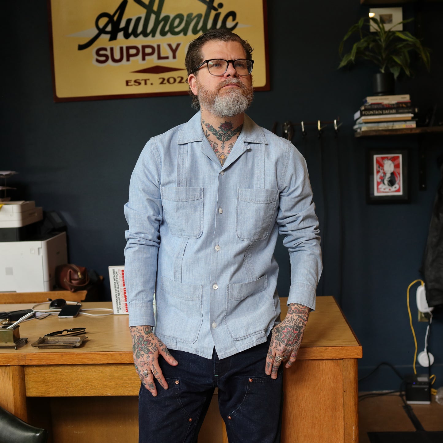 LS Chambray Cuban Shirt - Bleach Wash