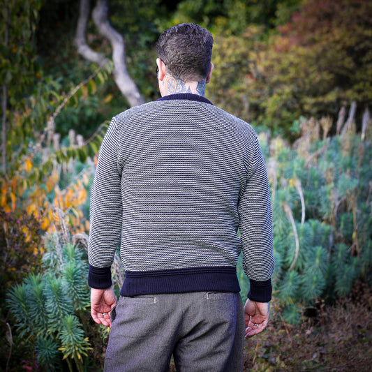 Signal Crew Neck - Ink/Seashell Fine Stripe