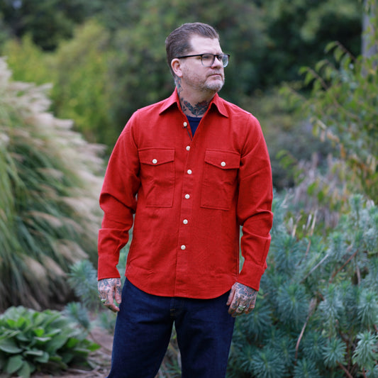 Block Wool Shirt - Rosso Red