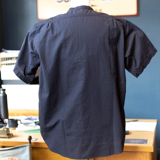 Navy Cut Band Collar Short Sleeve Popover - Navy