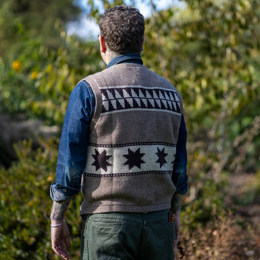 Highland Wool Valero Sweater Vest - Taupe/Cream