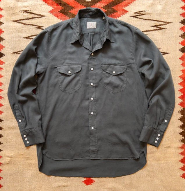 Tencel Gabardine Pearlsnap Shirt - Faded Black