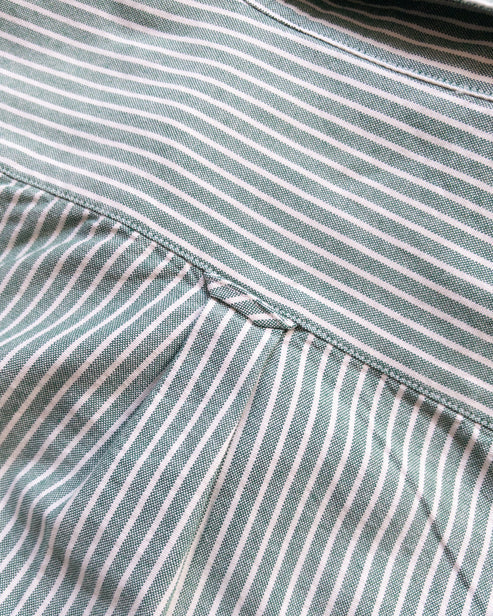 Oxford Cloth Popover Button Down Shirt - Evergreen Stripe