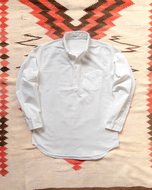 Oxford Cloth Popover Button Down Shirt - Classic White