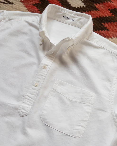 Oxford Cloth Popover Button Down Shirt - Classic White
