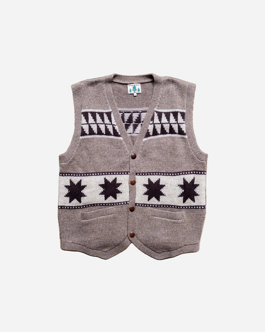 Highland Wool Valero Sweater Vest - Taupe/Cream