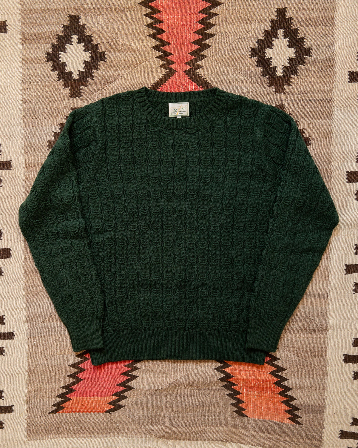 Highland Wool Cableknit Sweater - Evergreen