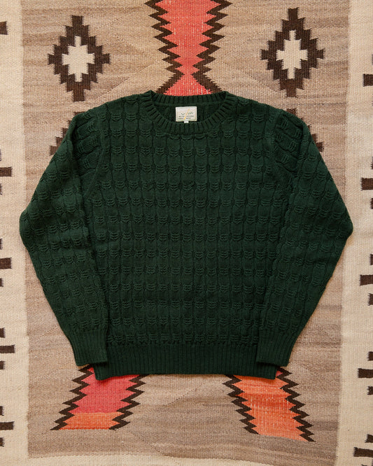 Highland Wool Cableknit Sweater - Evergreen