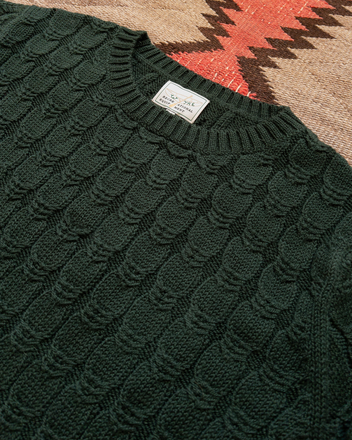Highland Wool Cableknit Sweater - Evergreen