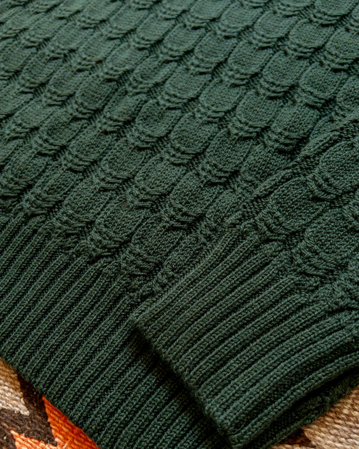 Highland Wool Cableknit Sweater - Evergreen
