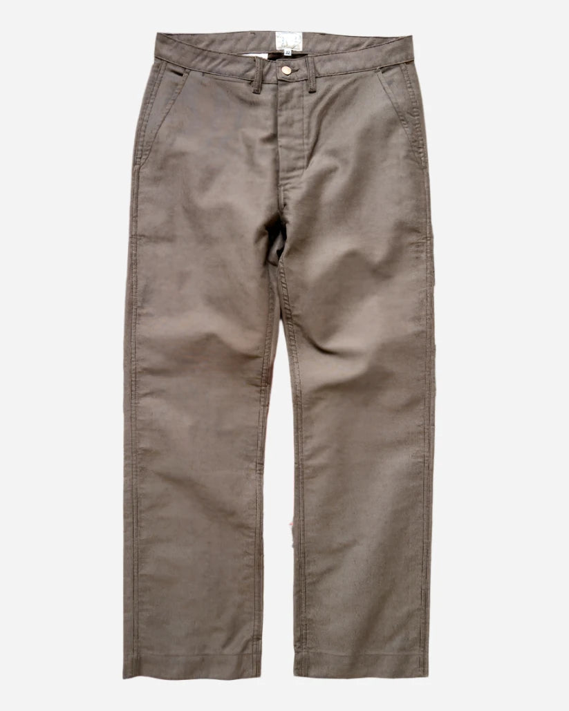 Japanese Wabash Stripe Moleskin Chinos - Espresso Brown