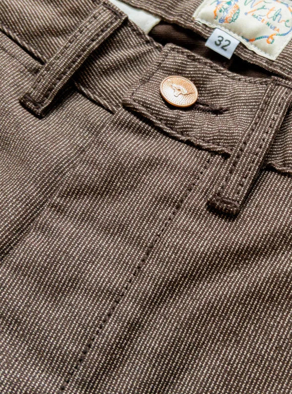 Japanese Wabash Stripe Moleskin Chinos - Espresso Brown