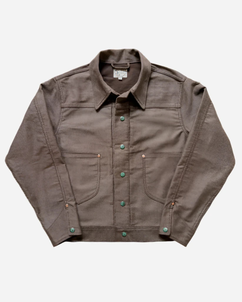 Japanese Wabash Stripe Moleskin Ranch Jacket - Espresso Brown