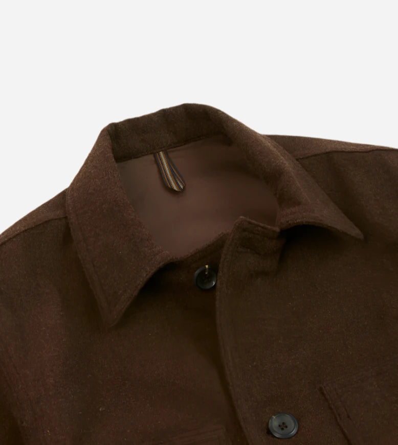 Shetland Wool Map Pocket Chore Jacket - Brown