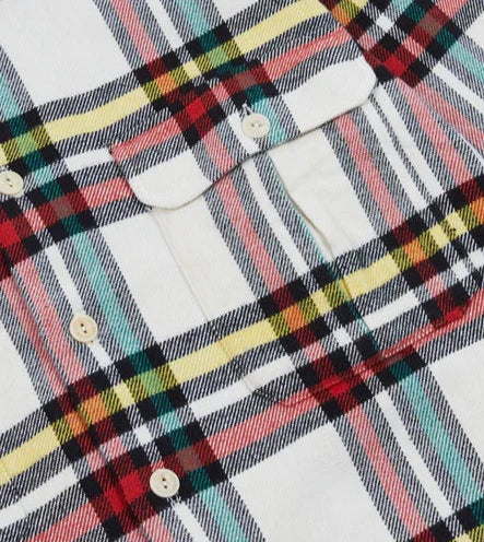White Check Brushed Cotton Two-Pocket Work Shirt