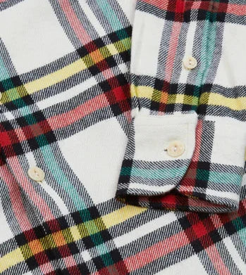 White Check Brushed Cotton Two-Pocket Work Shirt