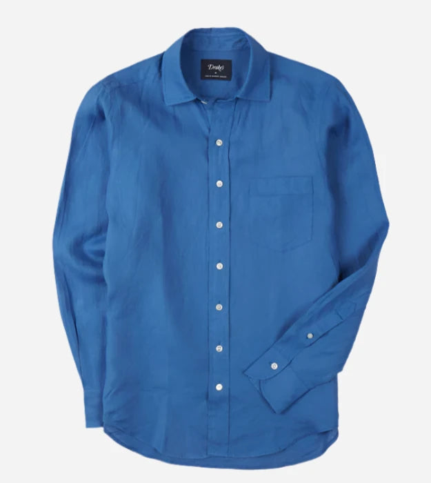 Linen Summer Shirt - Bright Navy