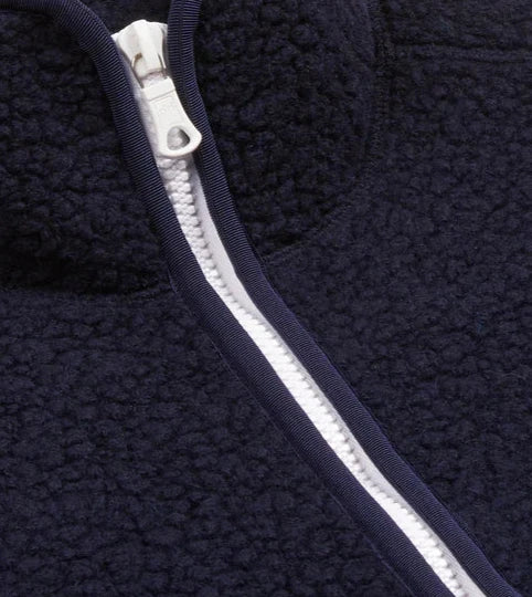Boucle Wool Zip Fleece Jacket - Navy