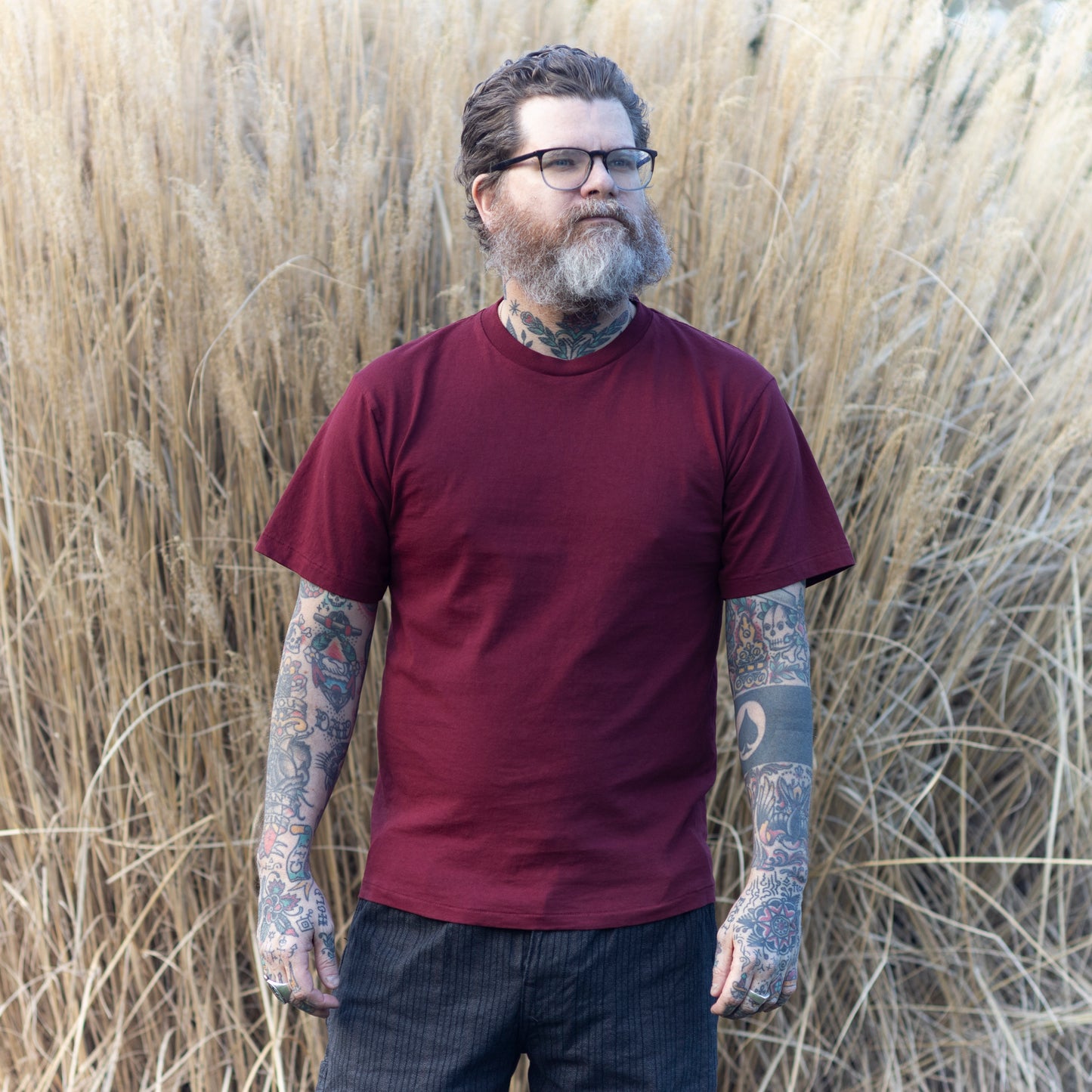 Short Sleeve Crewneck Tee - Burgundy