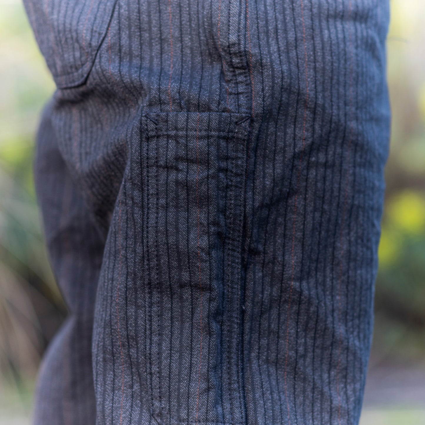 Wide Leg Single Pleat 40's Work Trouser - Black and Brown Stripe