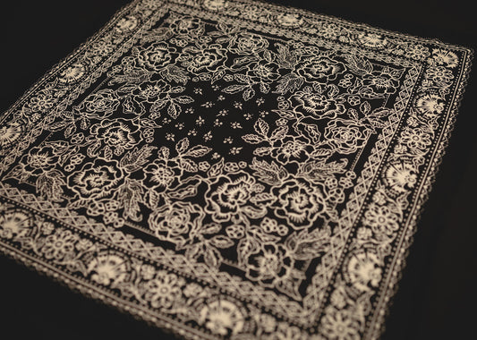 Cotton Rosey Bandana: Black