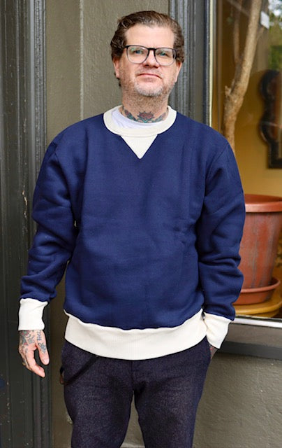 50's Crew Neck Pullover - Navy/Ivory