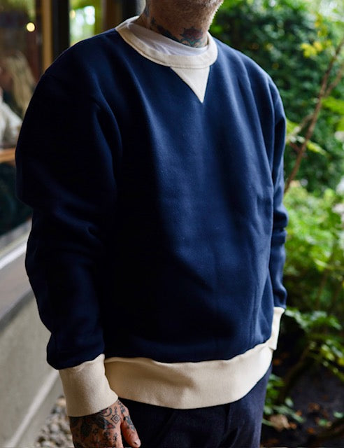 50's Crew Neck Pullover - Navy/Ivory