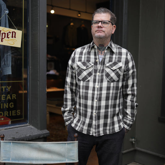 Washed Flannel  Workshirt - Night Pitch