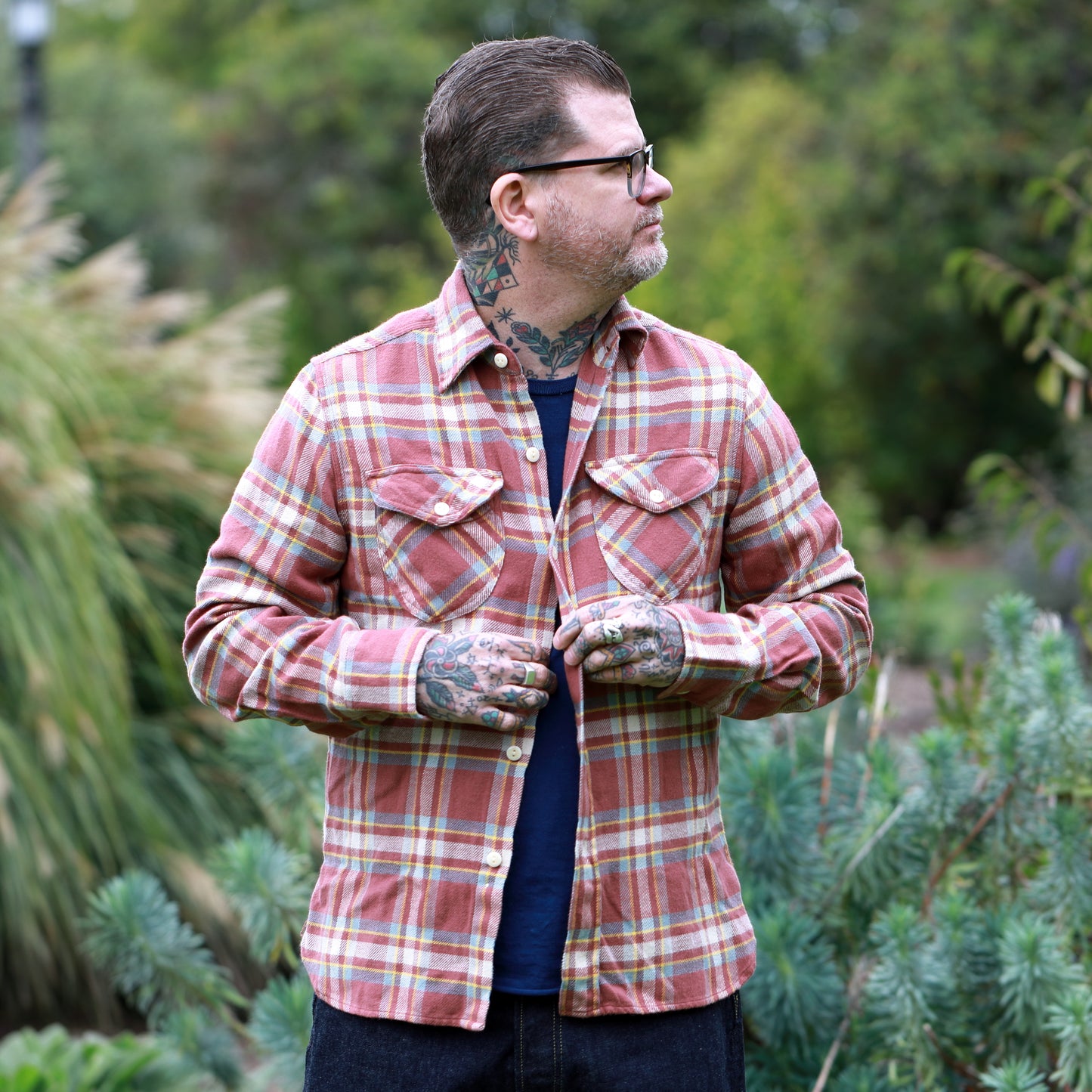 Washed Flannel Work Shirt - Autumn Rust
