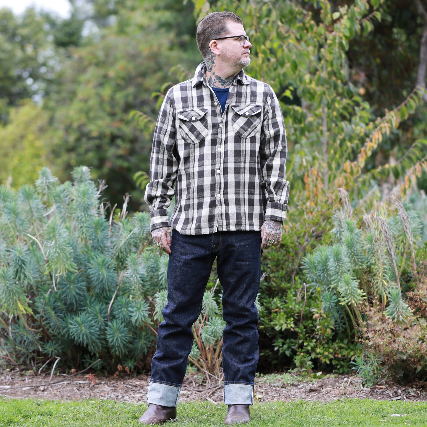 Washed Flannel  Workshirt - Night Pitch