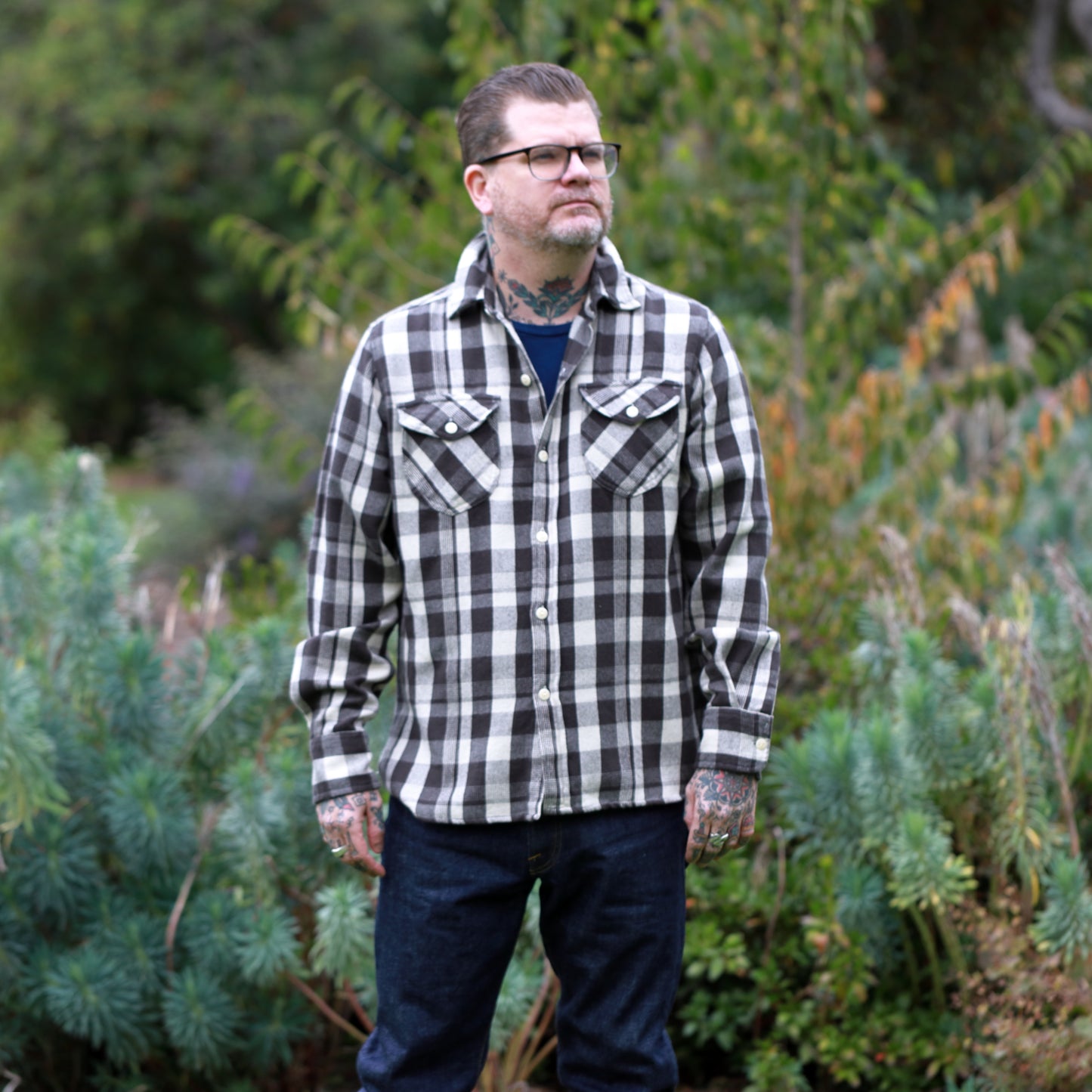 Washed Flannel  Workshirt - Night Pitch