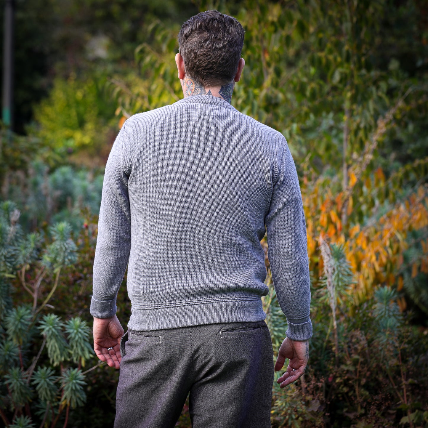 Merino Wool Crew Neck Sweater - Battleship Grey