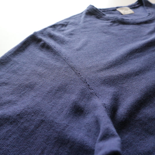 Loopwheeled Ribbed Cuff Tee - Navy