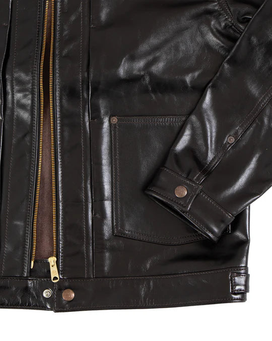 Wibaux Leather Jacket - Blackish Brown
