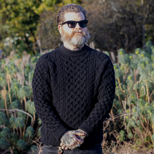 Steve McQueen Sweater - Black Donegal Irish Wool