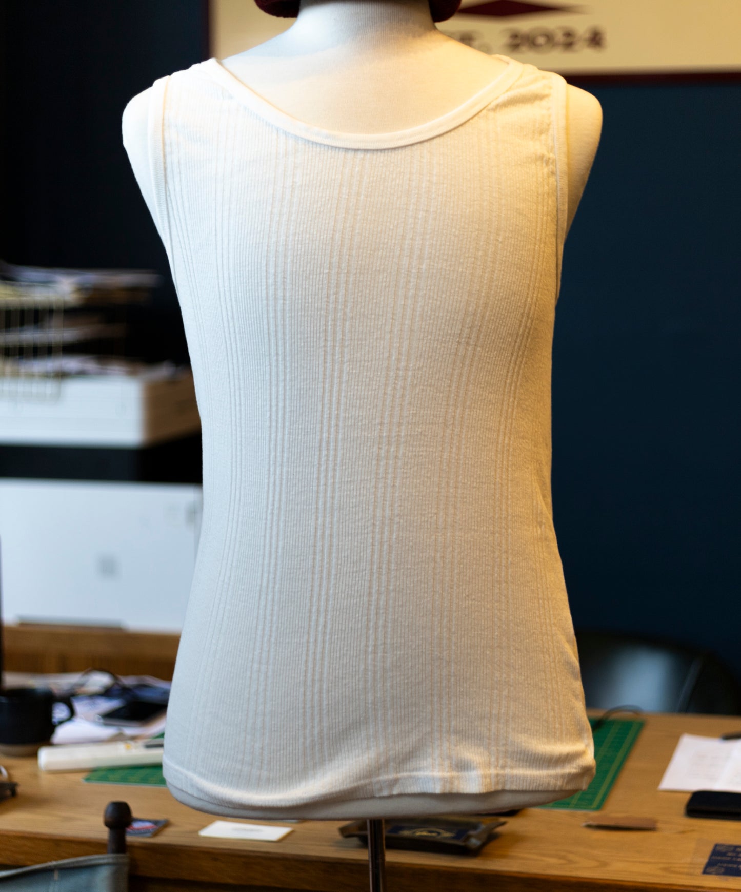 Wakayama Japanese Drop Needle Tank Top - White