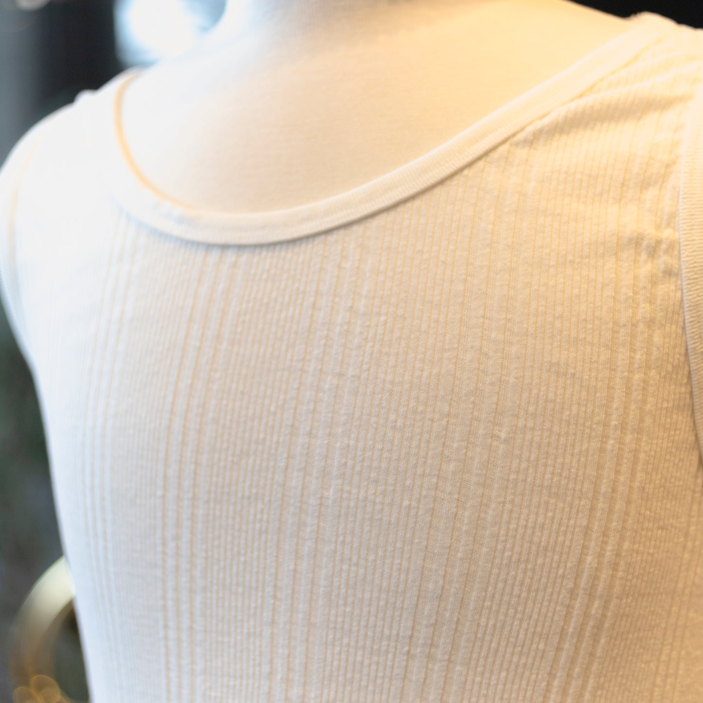 Wakayama Japanese Drop Needle Tank Top - White