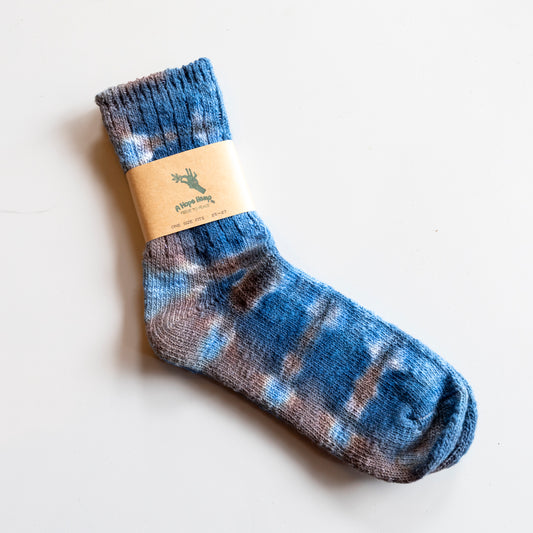 Hand Dipped Tie Dye Socks - Blue & Grey